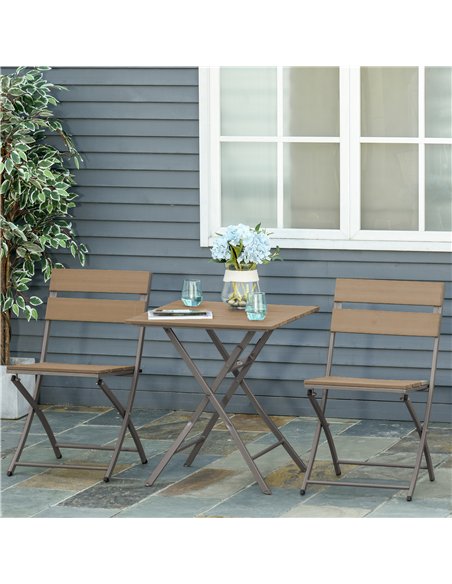 Outsunny 3 Piece Foldable Garden Bistro Set Patio Furniture Set with Table and 2 Chairs for Conservatory Balcony Terrace, Grey - pic 122150 | FastDaddyshop