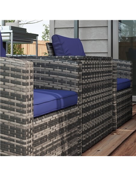 Outsunny 6 Pieces Rattan Garden Furniture Set, 7 Seater Wicker Outdoor Furniture Set with Storage Tea Table & Side Table, Sectio - pic 122159 | FastDaddyshop