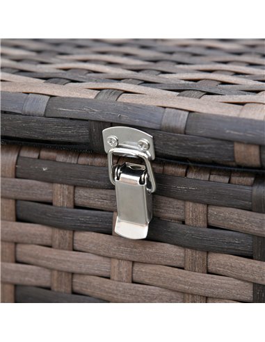 Outsunny 6 Pieces Rattan Garden Furniture Set, 7 Seater Wicker Outdoor Furniture Set with Storage Tea Table & Side Table, Sectio