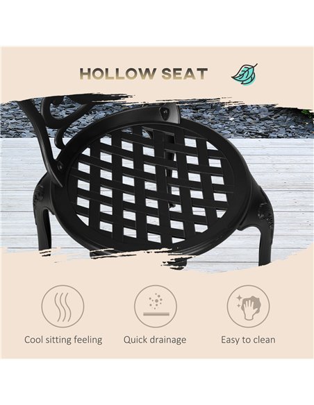 Outsunny 3 Piece Garden Bistro Set, Cast Aluminium Outdoor Furniture Set with Umbrella Hole for Balcony, Porch, Patio, Black - pic 122183 | FastDaddyshop