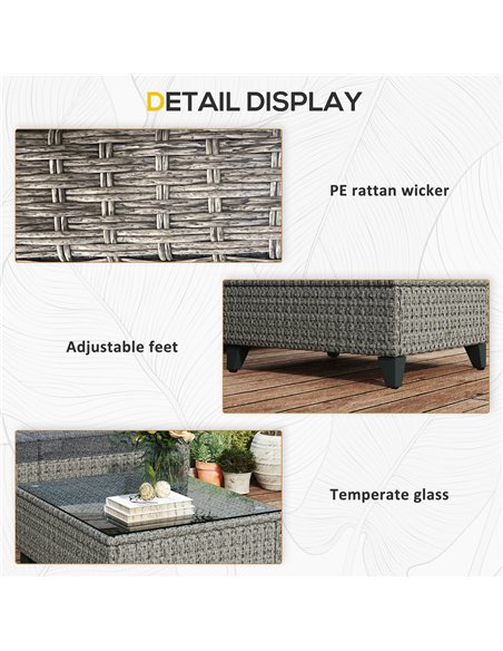 Outsunny 5-Piece Rattan Patio Furniture Set with Corner Sofa, Footstools, Coffee Table, for Poolside, Dark Grey - pic 122194 | FastDaddyshop