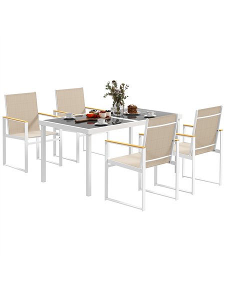 Outsunny 5 Piece Garden Furniture Set with 4 Armchairs and Tempered Glass Table Top, for Deck, Balcony - pic 122196 | FastDaddyshop