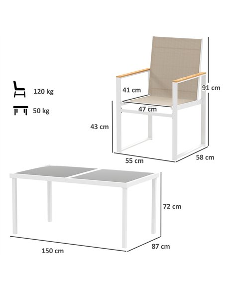Outsunny 5 Piece Garden Furniture Set with 4 Armchairs and Tempered Glass Table Top, for Deck, Balcony - pic 122198 | FastDaddyshop