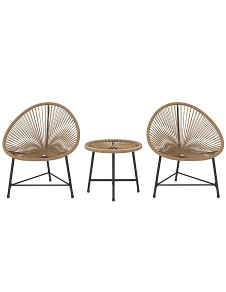 Outsunny 3 Pieces Rattan Bistro Set, Garden Bistro Set with Acapulco Chairs and Glass Top Table, Small Garden Furniture Set with - pic 122205 | FastDaddyshop