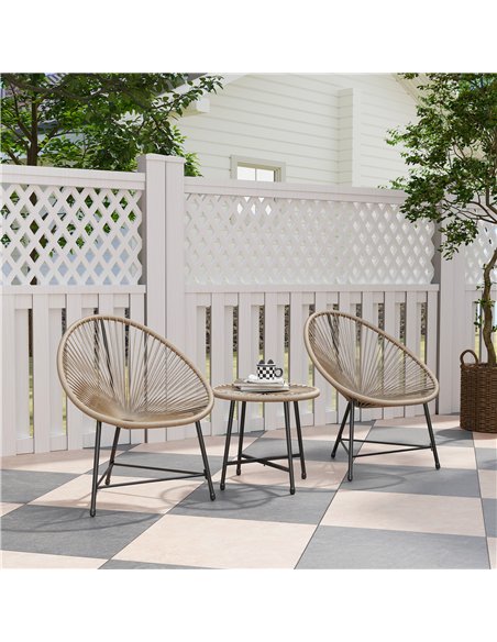 Outsunny 3 Pieces Rattan Bistro Set, Garden Bistro Set with Acapulco Chairs and Glass Top Table, Small Garden Furniture Set with - pic 122206 | FastDaddyshop