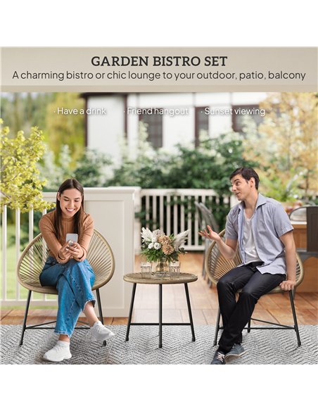 Outsunny 3 Pieces Rattan Bistro Set, Garden Bistro Set with Acapulco Chairs and Glass Top Table, Small Garden Furniture Set with - pic 122208 | FastDaddyshop
