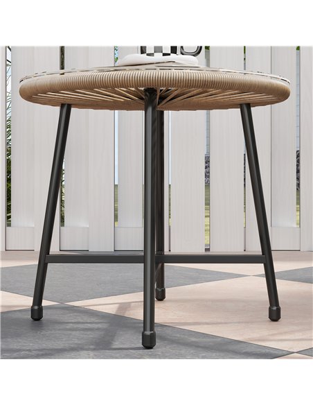 Outsunny 3 Pieces Rattan Bistro Set, Garden Bistro Set with Acapulco Chairs and Glass Top Table, Small Garden Furniture Set with - pic 122213 | FastDaddyshop