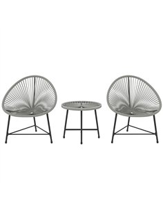 Outsunny 3 Pieces Rattan Bistro Set, Garden Bistro Set with Acapulco Chairs and Glass Top Table, Small Garden Furniture Set with