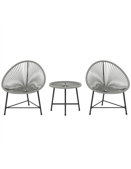 Outsunny 3 Pieces Rattan Bistro Set, Garden Bistro Set with Acapulco Chairs and Glass Top Table, Small Garden Furniture Set with - pic 122214 | FastDaddyshop