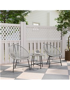 Outsunny 3 Pieces Rattan Bistro Set, Garden Bistro Set with Acapulco Chairs and Glass Top Table, Small Garden Furniture Set with 2