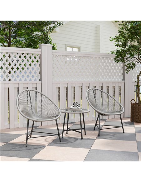Outsunny 3 Pieces Rattan Bistro Set, Garden Bistro Set with Acapulco Chairs and Glass Top Table, Small Garden Furniture Set with - pic 122215 | FastDaddyshop