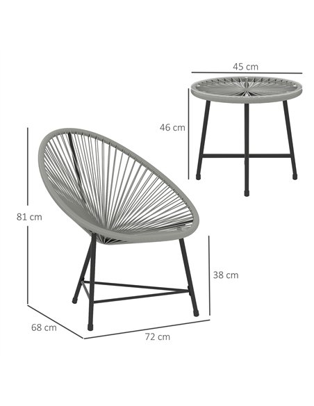 Outsunny 3 Pieces Rattan Bistro Set, Garden Bistro Set with Acapulco Chairs and Glass Top Table, Small Garden Furniture Set with - pic 122216 | FastDaddyshop