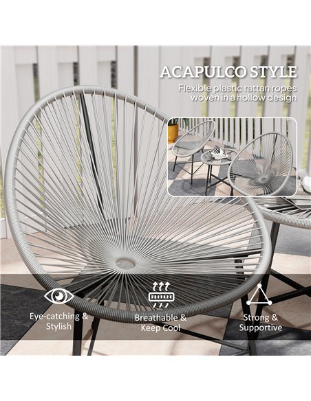 Outsunny 3 Pieces Rattan Bistro Set, Garden Bistro Set with Acapulco Chairs and Glass Top Table, Small Garden Furniture Set with - pic 122218 | FastDaddyshop