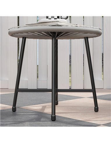 Outsunny 3 Pieces Rattan Bistro Set, Garden Bistro Set with Acapulco Chairs and Glass Top Table, Small Garden Furniture Set with