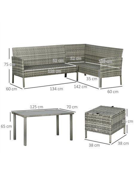 Outsunny 5 Pieces Rattan Garden Furniture Set with Dining Table, Cushions - Dark Blue - pic 122252 | FastDaddyshop