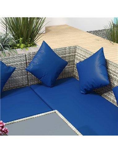 Outsunny 5 Pieces Rattan Garden Furniture Set with Dining Table, Cushions - Dark Blue