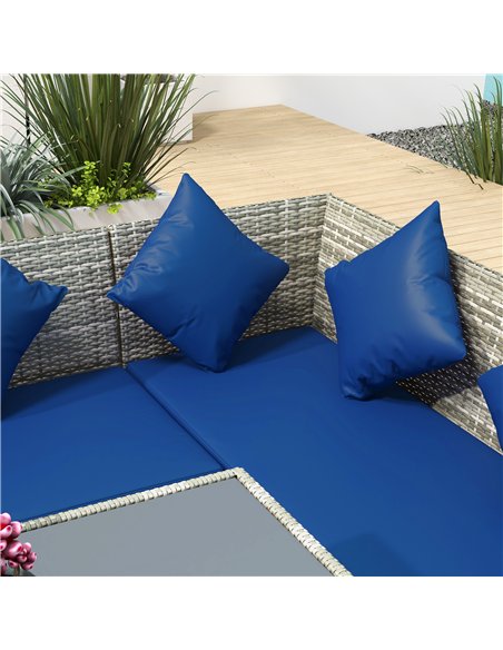 Outsunny 5 Pieces Rattan Garden Furniture Set with Dining Table, Cushions - Dark Blue - pic 122257 | FastDaddyshop