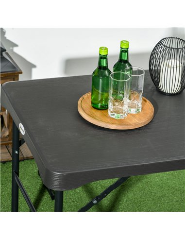 Outsunny Folding Picnic Table with 2 Benches, 3-Piece Portable Garden Furniture Set for 4, Dining Table Set with Plastic Top, St