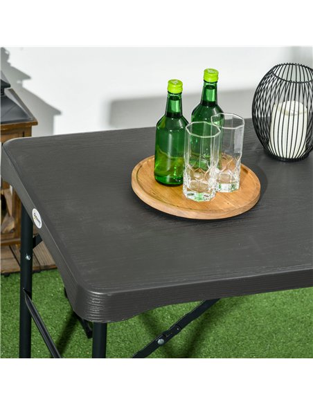 Outsunny Folding Picnic Table with 2 Benches, 3-Piece Portable Garden Furniture Set for 4, Dining Table Set with Plastic Top, St - pic 122265 | FastDaddyshop