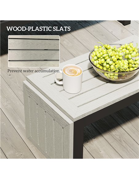 Outsunny 4 Seater L Shaped Aluminium Sectional Garden Furniture Set with 2 Loveseats and Wood-Plastic Coffee Table - Dark Grey - pic 122292 | FastDaddyshop