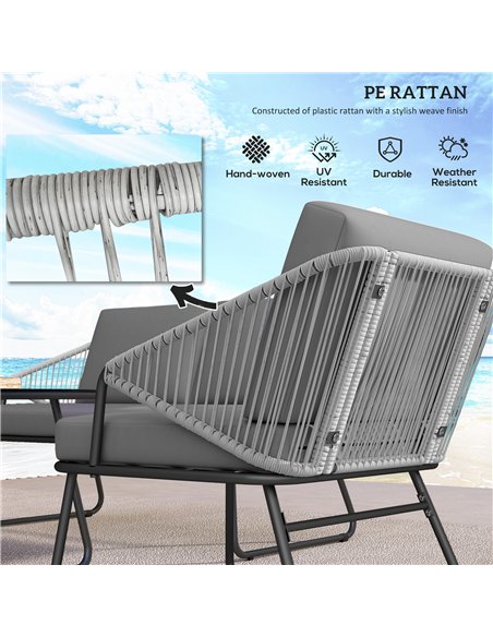 Outsunny 4 Piece Rattan Garden Furniture Set, Wicker Patio Outdoor Furniture Set with Loveseat, Armchairs, Glass Top Coffee Tabl - pic 122308 | FastDaddyshop