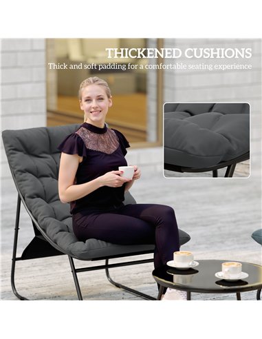 Outsunny 4 Seater Garden Furniture Set, Conversation Set with Loveseat Sofa, Chairs, Glass Coffee Table, Thick Cushions, Steel O
