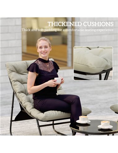 Outsunny 4 Seater Garden Furniture Set, Conversation Set with Loveseat Sofa, Chairs, Glass Coffee Table, Thick Cushions, Steel O