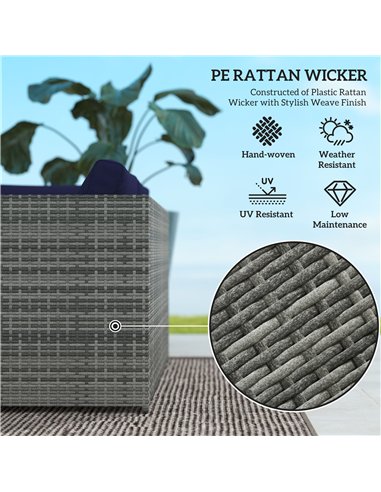 Outsunny 3 Pieces PE Rattan Garden Furniture Set with 10 cm Thick Cushions, 4 Seater Garden Corner Sofa Set with Glass Top Coffe