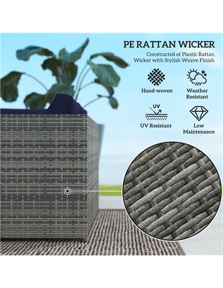 Outsunny 3 Pieces PE Rattan Garden Furniture Set with 10 cm Thick Cushions, 4 Seater Garden Corner Sofa Set with Glass Top Coffe - pic 122343 | FastDaddyshop