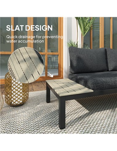 Outsunny 3 Pieces Garden Furniture Sets, Aluminium Outdoor Corner Sofa Set with 2 Loveseat and Coffee Table with Cushions for Ga