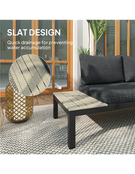 Outsunny 3 Pieces Garden Furniture Sets, Aluminium Outdoor Corner Sofa Set with 2 Loveseat and Coffee Table with Cushions for Ga - pic 122363 | FastDaddyshop