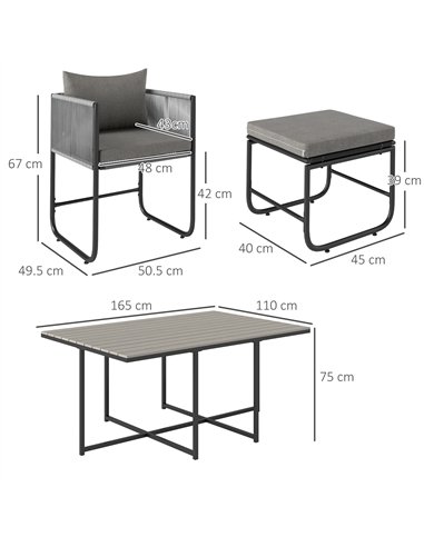 Outsunny 10 Seater Rattan Cube Garden Furniture Set, Rattan Dining Set with Cushions, Outdoor Dining Table and Chairs with 6 Arm