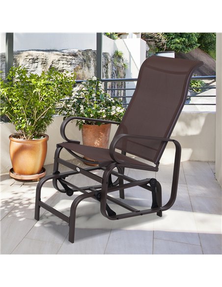 Outsunny Outdoor Gliding Rocking Chair with Sturdy Metal Frame Garden Comfortable Swing Chair for Patio, Backyard and Poolside,  - pic 12237 | FastDaddyshop
