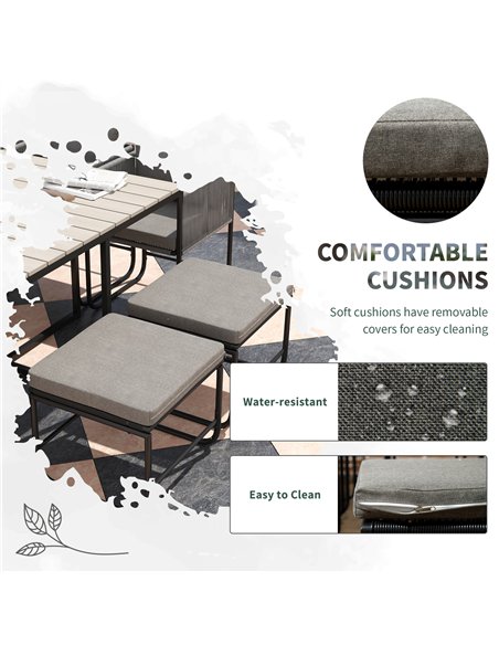 Outsunny 10 Seater Rattan Cube Garden Furniture Set, Rattan Dining Set with Cushions, Outdoor Dining Table and Chairs with 6 Arm - pic 122371 | FastDaddyshop