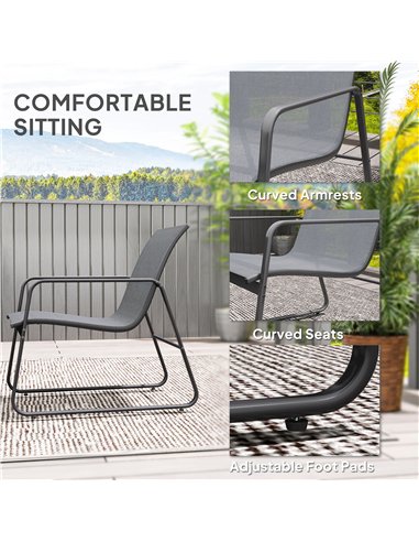 Outsunny 4 Piece Garden Furniture Set Outdoor Patio Sofa Set with Double Chair, Single Chairs and Glass Top Table for Terrace an