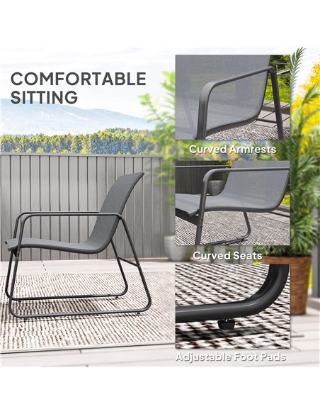 Outsunny 4 Piece Garden Furniture Set Outdoor Patio Sofa Set with Double Chair, Single Chairs and Glass Top Table for Terrace an - pic 122381 | FastDaddyshop