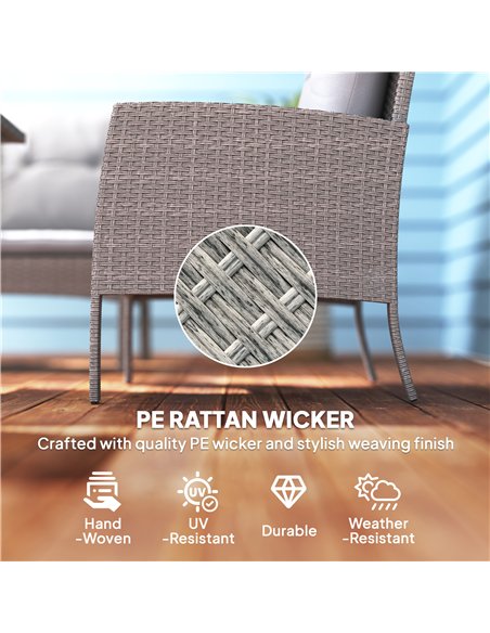 Outsunny 5 Seater Rattan Garden Furniture Set, 2 Armchairs, 3-Seater Wicker Sofa, 2 Footstools and Glass Table, 6 Piece Patio Ra - pic 122388 | FastDaddyshop