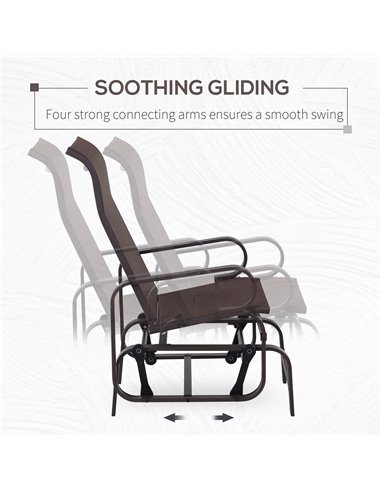 Outsunny Outdoor Gliding Rocking Chair with Sturdy Metal Frame Garden Comfortable Swing Chair for Patio, Backyard and Poolside, 