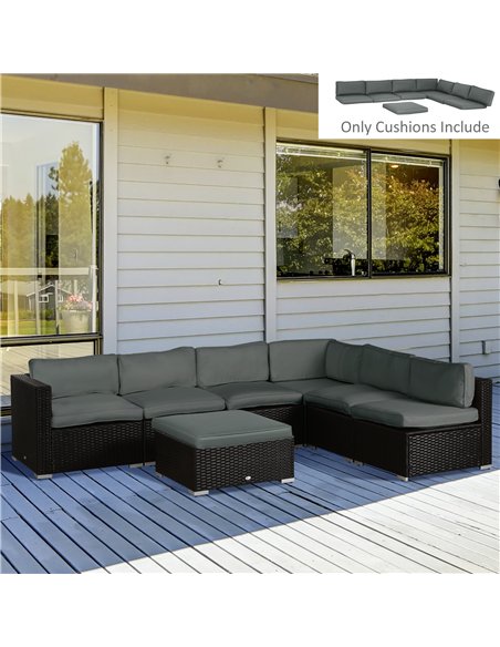 Outsunny Replacement Cushions for Rattan Furniture, 14 Piece Outdoor Seat Cushion Pad for Patio Conversation Set, 7 Seat Cushion - pic 122395 | FastDaddyshop