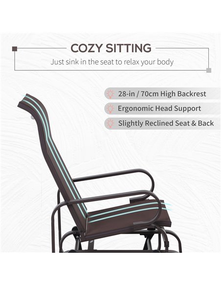 Outsunny Outdoor Gliding Rocking Chair with Sturdy Metal Frame Garden Comfortable Swing Chair for Patio, Backyard and Poolside,  - pic 12240 | FastDaddyshop