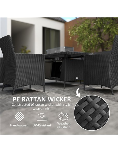 Outsunny 7 Pieces Outdoor Rattan Garden Furniture with Fire Pit Table, 6 Seater Garden Table and Chairs with Cushions, Rattan Di - pic 122415 | FastDaddyshop