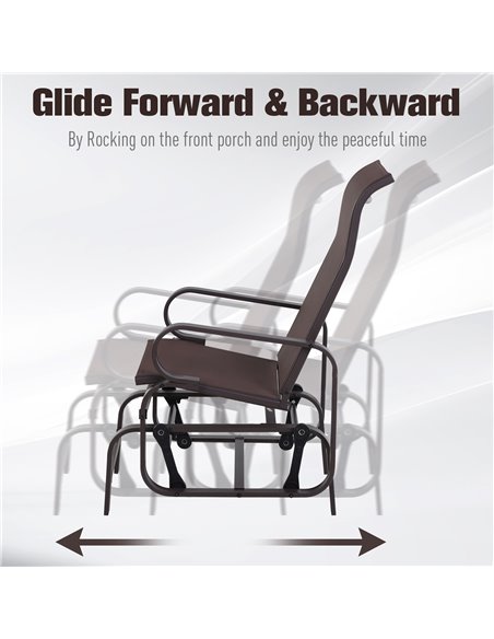 Outsunny Outdoor Gliding Rocking Chair with Sturdy Metal Frame Garden Comfortable Swing Chair for Patio, Backyard and Poolside,  - pic 12242 | FastDaddyshop