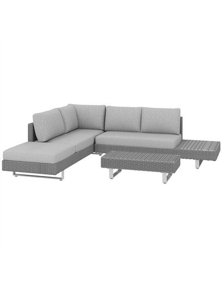 Outsunny 5-Seater Rattan Wicker Sofa Set Furniture Patio Tea Table Set with Cushions, Light Grey - pic 122421 | FastDaddyshop