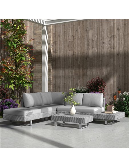 Outsunny 5-Seater Rattan Wicker Sofa Set Furniture Patio Tea Table Set with Cushions, Light Grey - pic 122427 | FastDaddyshop