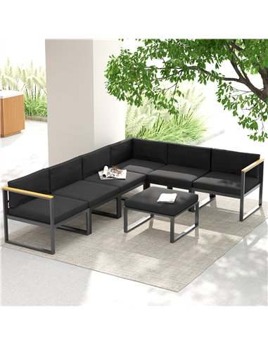 Outsunny Replacement Cushions for Rattan Furniture, 14 Piece Outdoor Seat Cushion Pad for Patio Conversation Set, 7 Seat Cushion