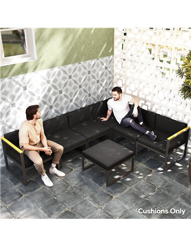 Outsunny Replacement Cushions for Rattan Furniture, 14 Piece Outdoor Seat Cushion Pad for Patio Conversation Set, 7 Seat Cushion