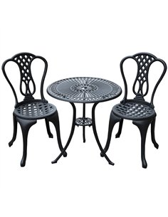 Outsunny 3 Piece Patio Cast Aluminium Bistro Set Garden Outdoor Furniture Table and Chairs Shabby Chic Style