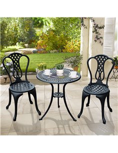 Outsunny 3 Piece Patio Cast Aluminium Bistro Set Garden Outdoor Furniture Table and Chairs Shabby Chic Style 2