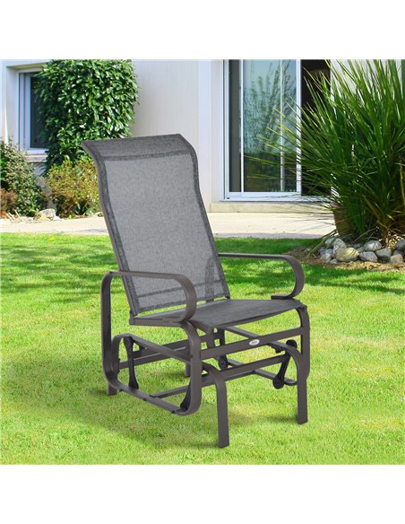 Outsunny Outdoor Gliding Rocking Chair with Sturdy Metal Frame Garden Comfortable Swing Chair for Patio, Backyard and Poolside,  - pic 12245 | FastDaddyshop