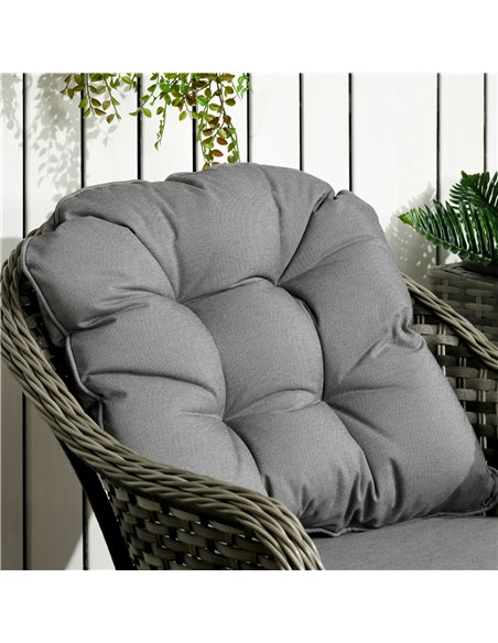 Outsunny 3 Pieces Rattan Bistro Set, Wicker Garden Bistro Set, Glass Top Balcony Table and Chairs with Cushions for Outdoor, Pat - pic 122454 | FastDaddyshop